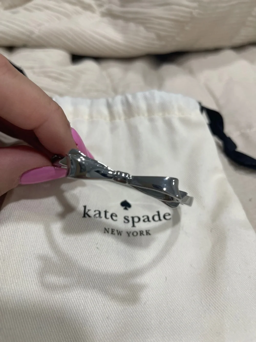 kate spade Silver Bow Bangle Bracelet - Picture 2 of 5